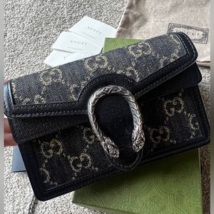 GUCCI Black Denim GG Monogram Mini Dionysus, Brand New